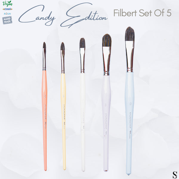 Stationerie Signature Synthetic Filbert Set Of 5 Candy