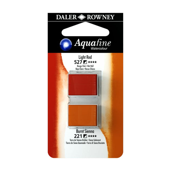 Daler-Rowney Aquafine Watercolour Blister pack (Half Pans, Light Red/Burnt Sienna-018), Pack of 1
