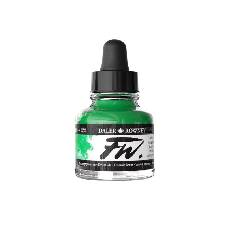 Daler-Rowney FW Acrylic Ink Bottle (29.5ml, Emerald Green-335), Pack of 1