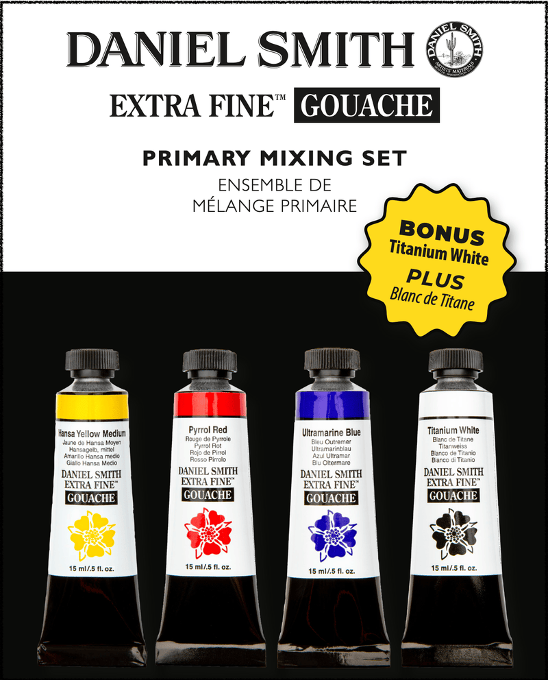 DANIEL SMITH EXTRA FINE GOUACHE COLOR 15ML PRIMARY MIXING SET OF 4