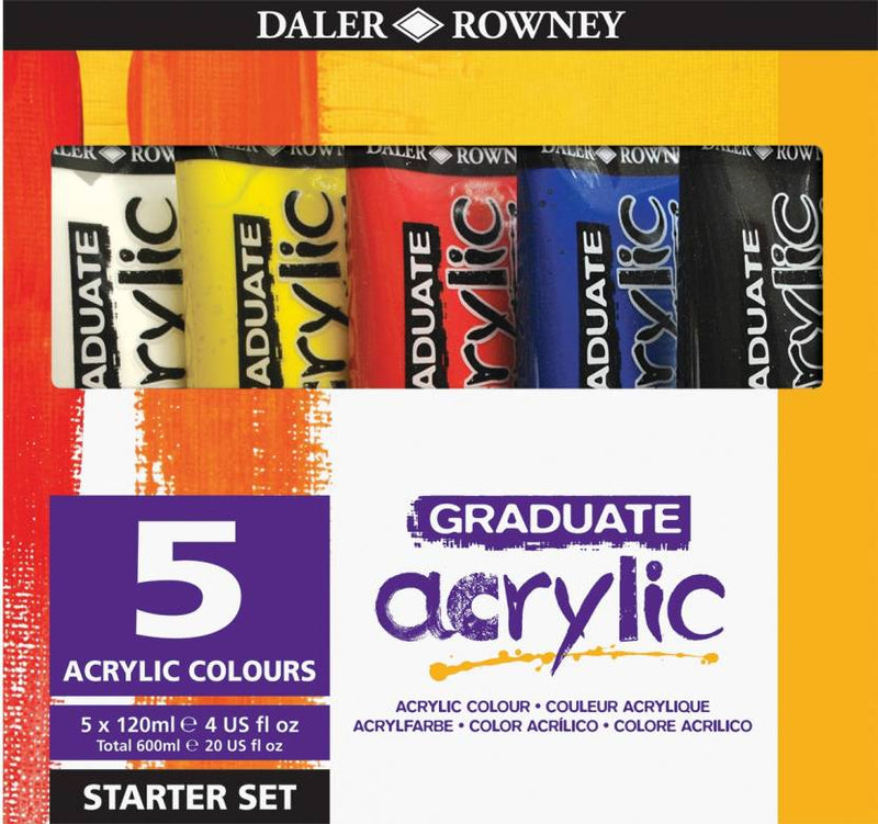 Daler-Rowney Graduate Acrylic Colour Paint Tube Starter Set (5x120 ml)