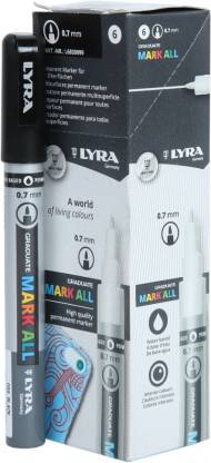 Lyra Graduate Mark All 0.7mm Permanent Art Marker (Black, Pack of 6)