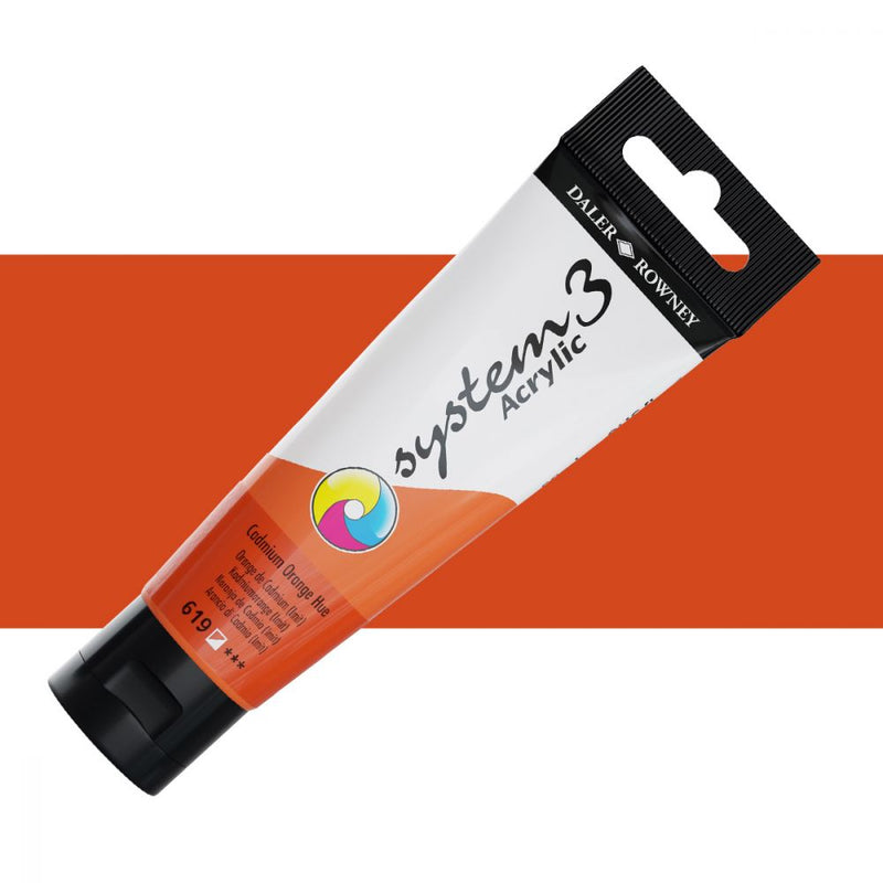 Daler-Rowney System3 Acrylic Colour Paint Plastic Tube (59ml, Cadmium Orange Hue-619), Pack of 1