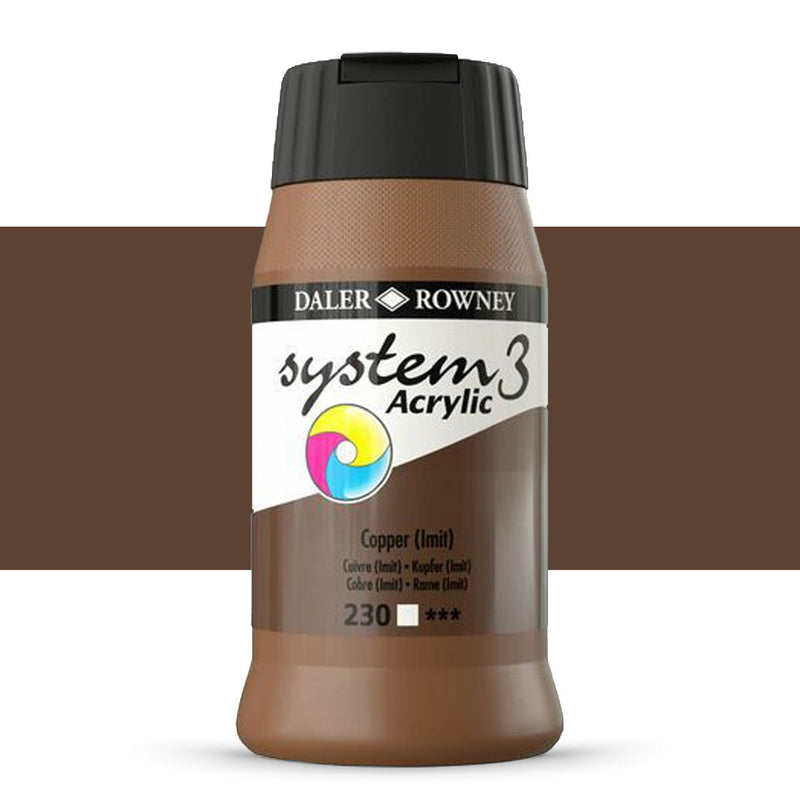 Daler-Rowney System3 Acrylic Colour Paint Plastic Pot (500ml, Copper Imit-230) Pack of 1
