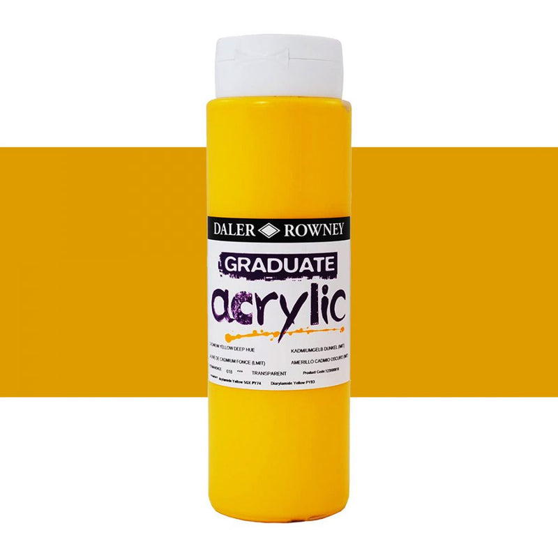 Daler-Rowney Graduate Acrylic Colour Paint Tube (500ml, Cadmium Yellow Deep Hue-618) Pack of 1