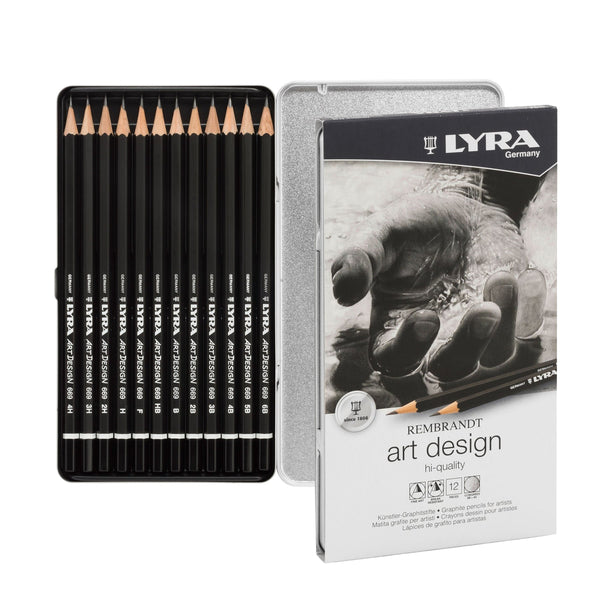 Lyra Art Design Sketching Pencil Set of 12 - 4H, 3H, 2H, H, F, HB, B, 2B, 3B, 4B, 5B, 6B