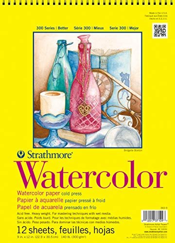 STRATHMORE 300 SERIES WATERCOLOR PAD 9X12 (Wire) 12 Sheets  GSM-300 SIZE-22.86 x 30.48 cm