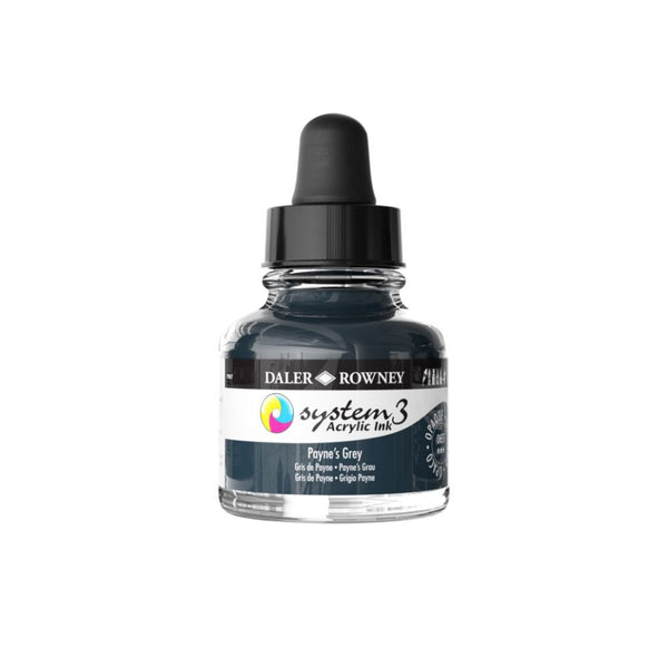 Daler-Rowney System3 Acrylic Colour Ink Bottle (29.5ml, Payne’s Grey-065), Pack of 1