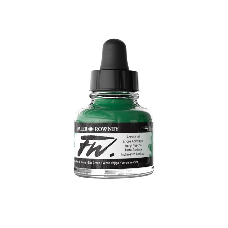 Daler-Rowney FW Acrylic Ink Bottle (29.5ml, Sap Green-375), Pack of 1
