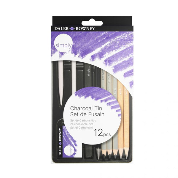 Daler-Rowney Simply 12Pcs Charcoal Tin Set