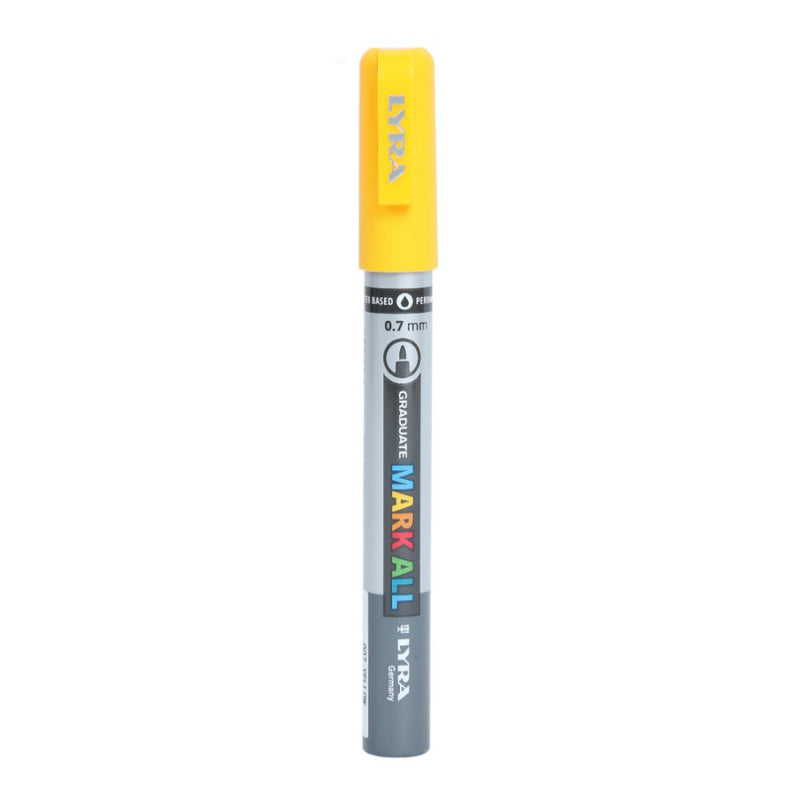 Lyra Graduate Mark All 0.7mm Permanent Art Marker (Yellow, Pack of 6)