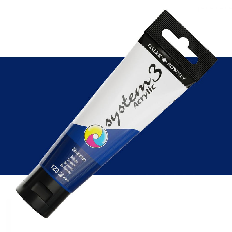 Daler-Rowney System3 Acrylic Colour Paint Plastic Tube (150ml, Ultramarine-123), Pack of 1