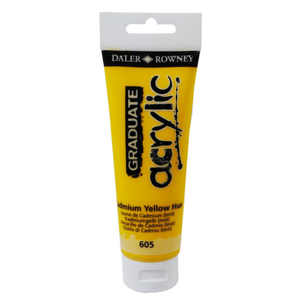 Daler-Rowney Graduate Acrylic Colour Paint Tube (120ml, Cadmium Yellow Hue-605), Pack of 1