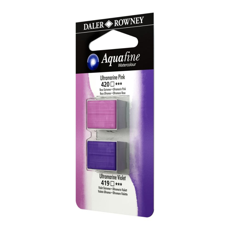 Daler-Rowney Aquafine Watercolour Blister pack (Half Pans, Ultramarine Pink/Ultramarine Violet-008), Pack of 1