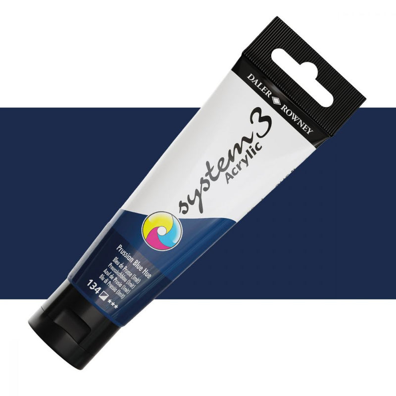 Daler-Rowney System3 Acrylic Colour Paint Plastic Tube (150ml, Prussian Blue Hue-134), Pack of 1