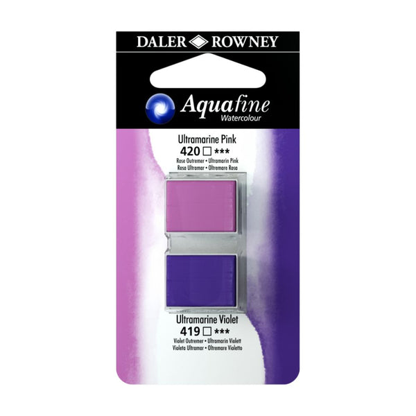 Daler-Rowney Aquafine Watercolour Blister pack (Half Pans, Ultramarine Pink/Ultramarine Violet-008), Pack of 1