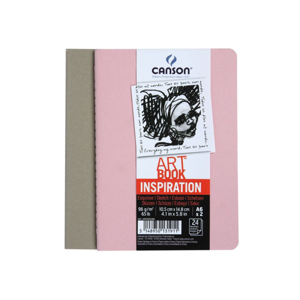 Canson Inspiration 96 GSM Light Grain 10.5x14.8cm; A6 Hardbound Books (Pack of 2, Sepia & Orchid, 24 Sheets)