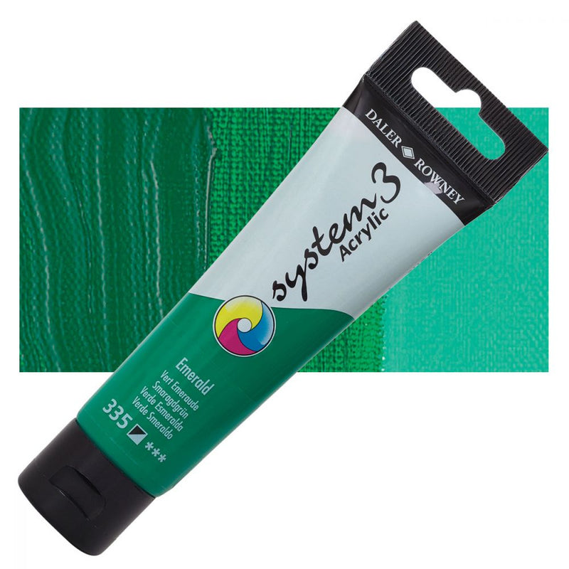 Daler-Rowney System3 Acrylic Colour Paint Plastic Tube (150ml, Emerald-335), Pack of 1