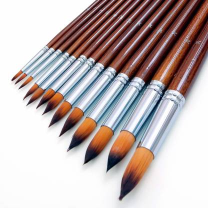 Asint Round Best Artist Paint Brush Set (13 Brushes) for Acrylic, Watercolor & Oil Painting by Asint Artist Brush