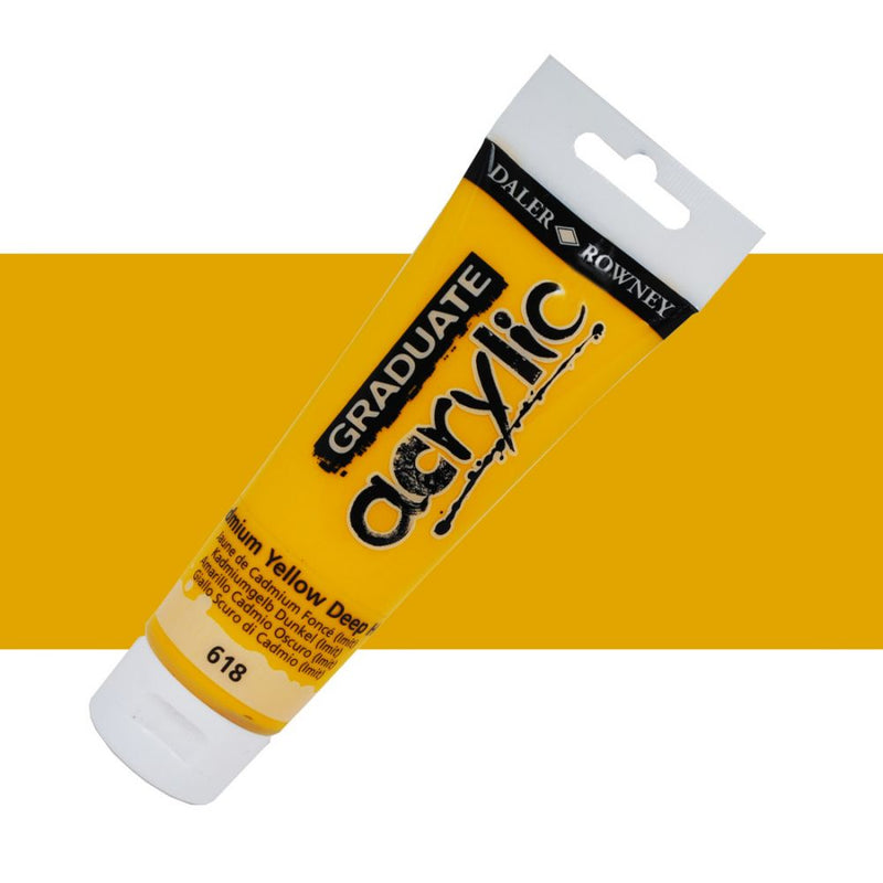 Daler-Rowney Graduate Acrylic Colour Paint Tube (75ml, Cadmium Yellow Deep Hue-618), Pack of 1