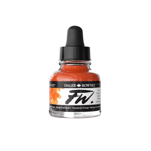 Daler-Rowney FW Acrylic Ink Bottle (29.5ml, Fluorescent Orange-653), Pack of 1