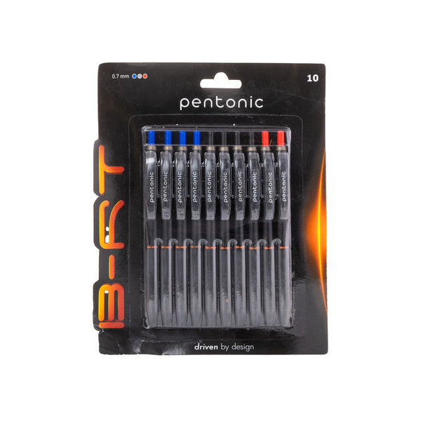 LINC Pentonic B-RT Ball Point Pen (Blue, Black & Red, 10 Pcs Blister, Pack of 1)