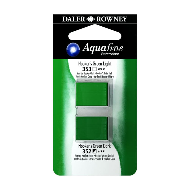 Daler-Rowney Aquafine Watercolour Blister pack (Half Pans, Hooker's Green Light/Hooker's Green Dark-015), Pack of 1