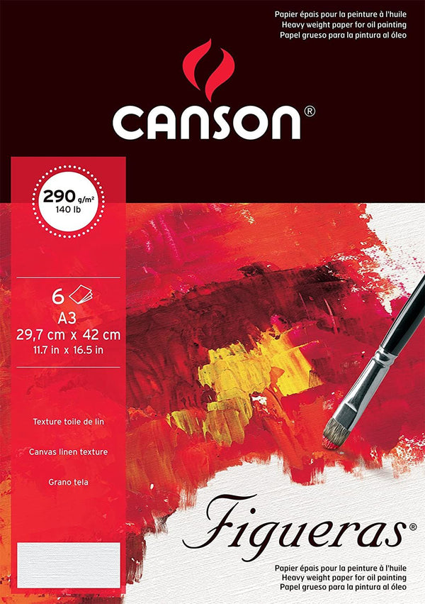 Canson Fine Arts Folder A3, 29.7x42cm Natural White Canvas Grain 290 GSM Figueras Drawing Paper (6 Sheets)