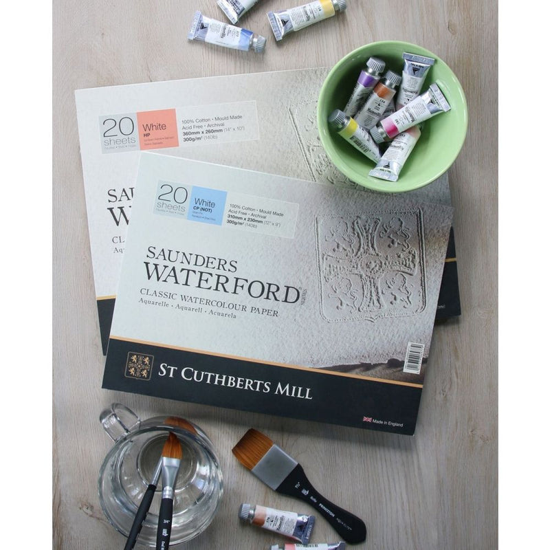  St. Cuthberts Mill Saunders Waterford Watercolor Paper Block -  10x7-inch White 100% Cotton Watercolor Paper - 20 Sheets of 140lb Rough  Watercolor Paper for Gouache Ink Acrylic Charcoal and More