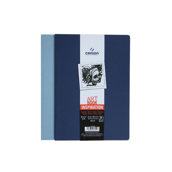 Canson Inspiration 96 GSM Light Grain A4 Hardbound Books (Size-21x29.7cm, Indigo Blue & Light Blue, 36 Sheets)