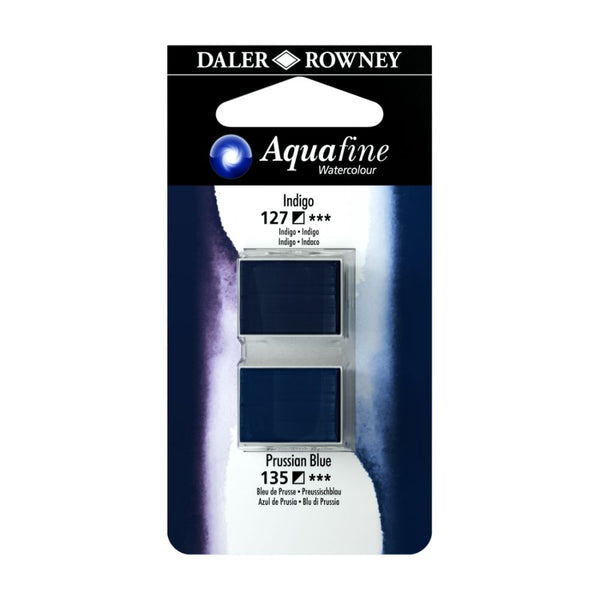 Daler-Rowney Aquafine Watercolour Blister pack (Half Pans, Indigo/Prussian Blue-010), Pack of 1