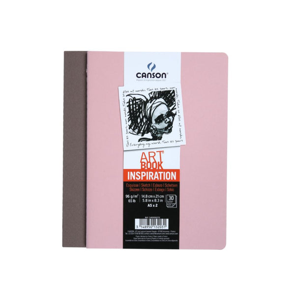 Canson Inspiration 96 GSM Light Grain 14.8x21cm, A5 Hardbound Books (Pack of 2, Sepia & Orchid, 30 Sheets)