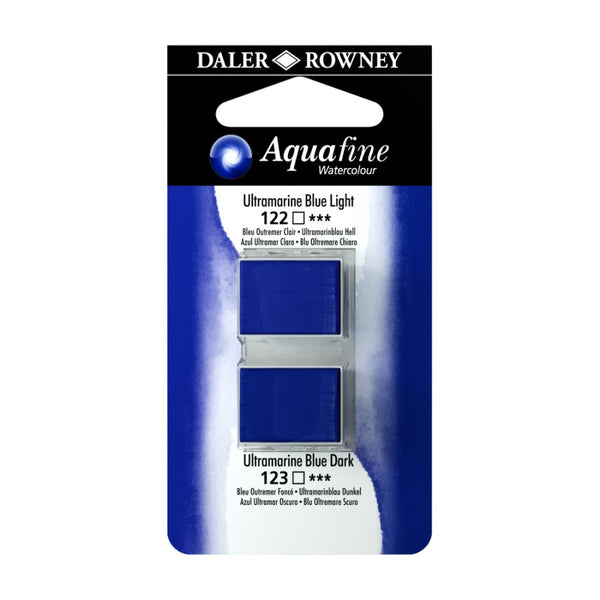 Daler-Rowney Aquafine Watercolour Blister pack (Half Pans, Ultra Blue Light/Ultra Blue Dark-011), Pack of 1