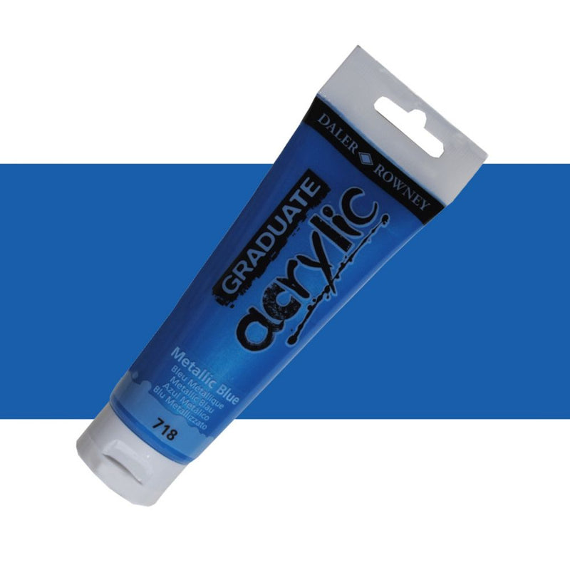 Daler-Rowney Graduate Acrylic Colour Paint Tube (120ml, Metallic Blue-718), Pack of 1
