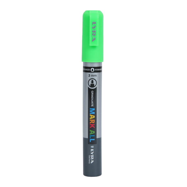 Lyra Graduate Mark All 2.0mm Permanent Art Marker (Neon Green, Pack of 6)