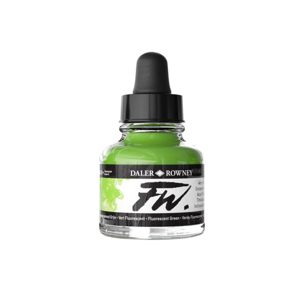 Daler-Rowney FW Acrylic Ink Bottle (29.5ml, Fluorescent Green-349), Pack of 1