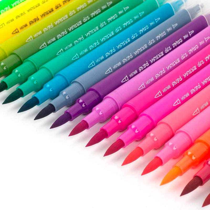 Oytra 24 Colors Dual Tip Brush Pen Art Markers Fine Tip Marker