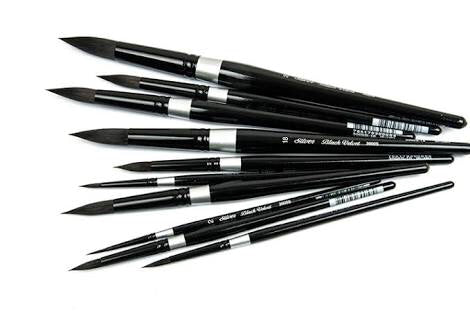 Silver Brush 3007S Black Velvet Short Handle Blend Risslon Brush, Script Liner individual brushes