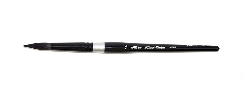Silver Brush 3000S-14 Black Velvet Short Handle Blend Brush, Round, Size 14