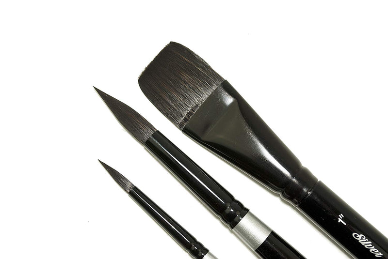 Silver Brush Black Velvet 3Pc Basic Watercolor Brush Set