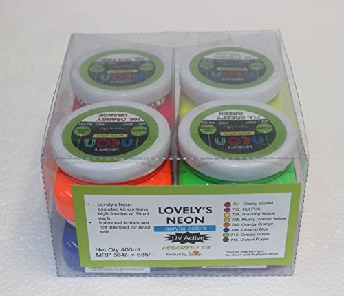 ASINT Lovely Art Products Neon Acrylic Colour Pots, 50ml - Set of 8