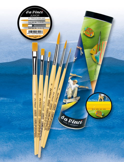 Da Vinci Series 5406 Junior Gift Can Brushes For Any Type Of Paint, Set Of 6