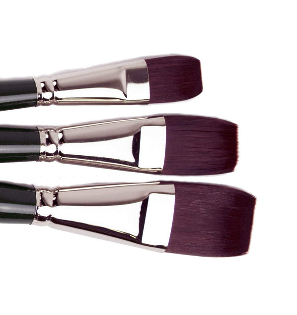 Silver Brush Ruby Satin Set of 3 Short Handle Synthetic Jumbo Size Bright Brushes RSS-2573S