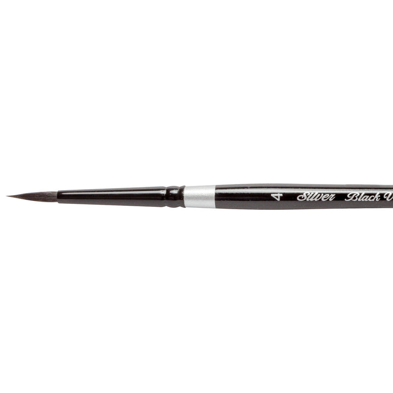 Silver Brush 3007S-4 Black Velvet Short Handle Blend Risslon Brush, Script Liner, Size 4