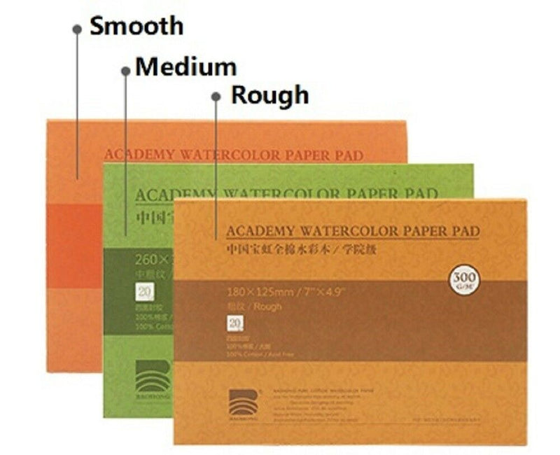 Baohong Watercolor Paper Pad 300GSM / Rough 380 x 260mm Book Creative art supplies (Academy Level)