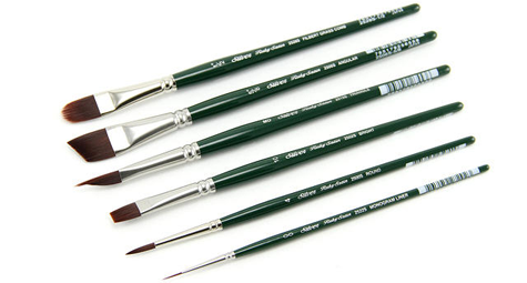 Silver Brush Ruby Satin Set of 6 Short Handle Synthetic Starter Brushes RSS-2560S