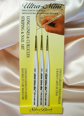 Silver Brush UMS-2440S Ultra Mini Striper Short Handle Brush Set, 3 Per Pack