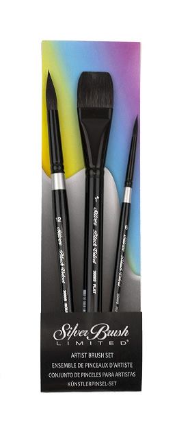 Silver Brush Black Velvet 3Pc Basic Watercolor Brush Set