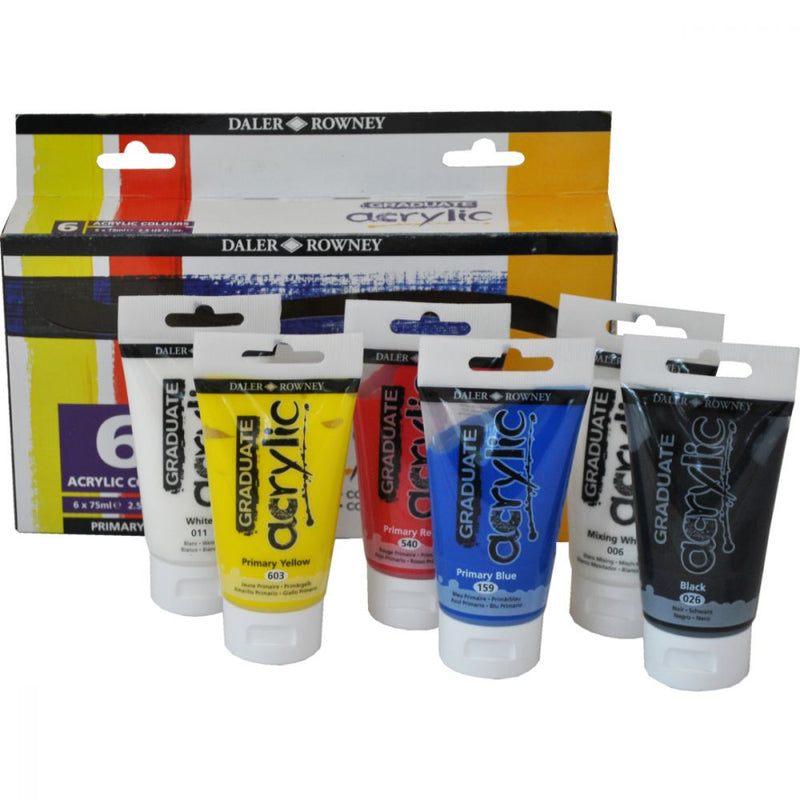 Daler-Rowney Graduate Acrylic Colour Paint Tube Primary Set (6x75 ml)