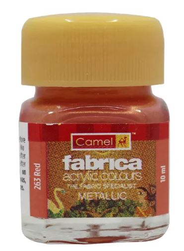 Camel Fabrica Metallic Acrylic Colour 263 Red 10 ml Pack of 4